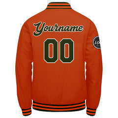 Custom Varsity Jacket Letterman Jacket For Men, Women And Youth Olive green Orange