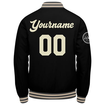 Custom Varsity Jacket Letterman Jacket For Men, Women And Youth Grey Black Cream