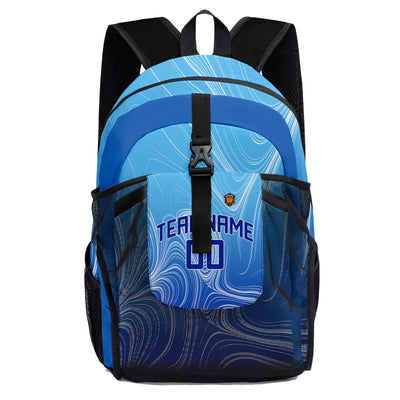 Customize Blue Sports Backpacks Featuring Personalized Names, Numbers and Logos
