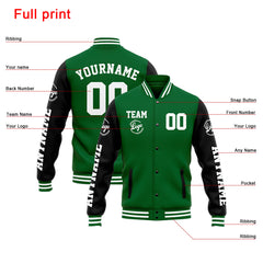 Custom Varsity Jacket Letterman Jacket For Men, Women And Youth Green Black