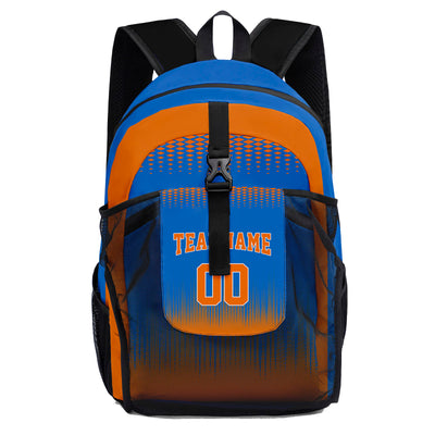 Customize Blue Orange Sports Backpacks Featuring Personalized Names, Numbers and Logos