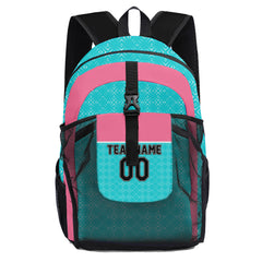 Customize Pink Black Teal Backpacks Featuring Personalized Names, Numbers and Logos