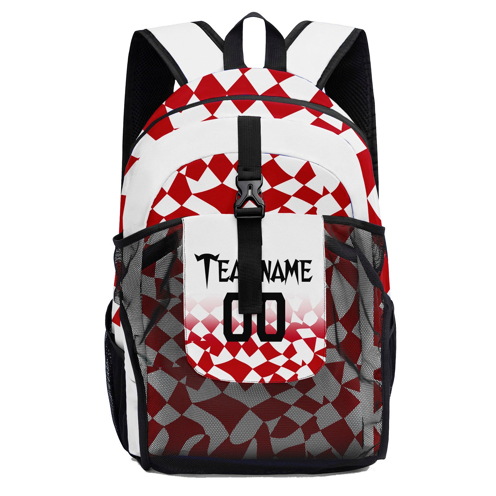 Customize Red Black White Backpacks Featuring Personalized Names, Numbers and Logos