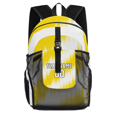 Customize Yellow White Backpacks Featuring Personalized Names, Numbers and Logos