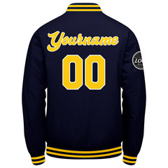 Custom Varsity Jacket Letterman Jacket For Men, Women And Youth Navy Yellow