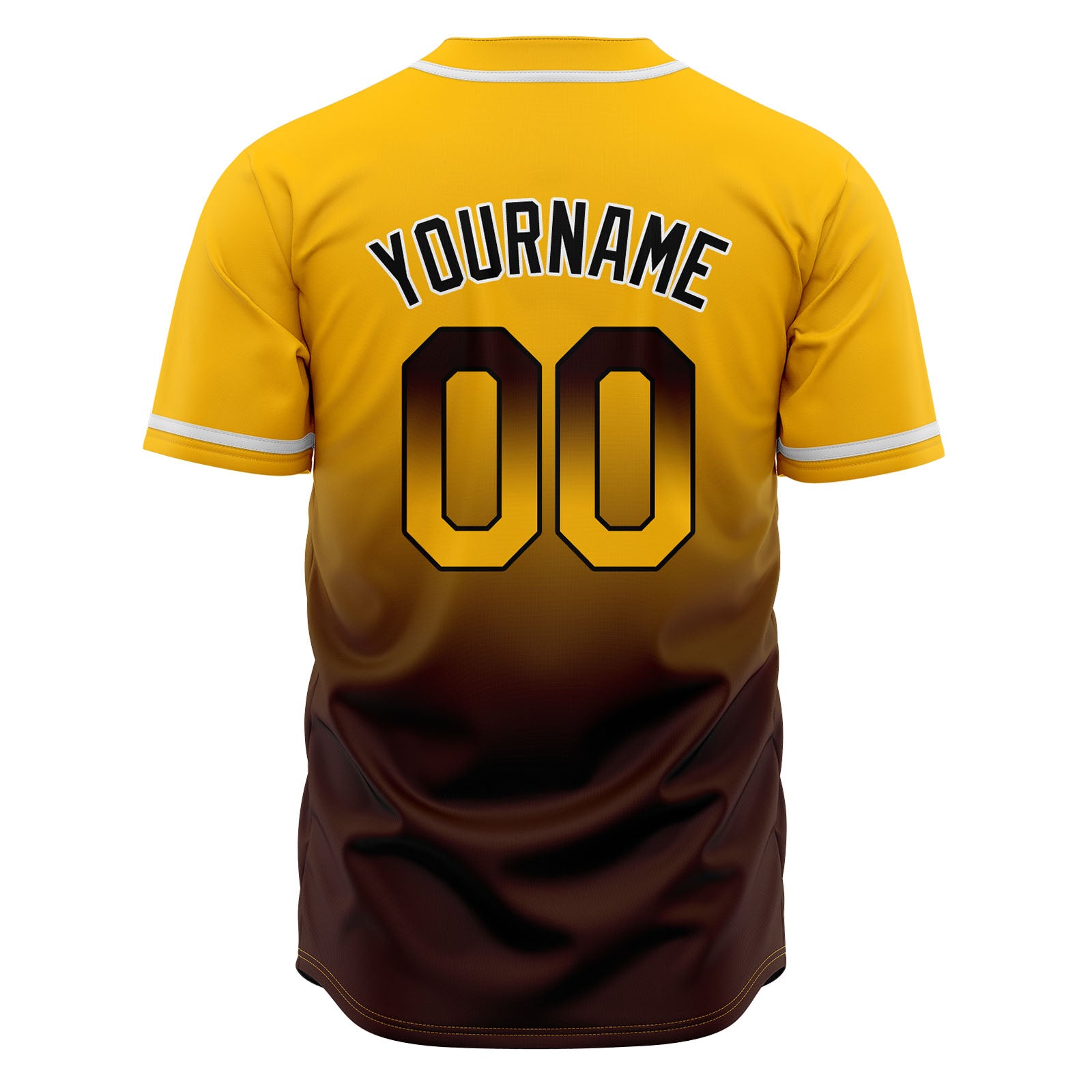 Custom Gradient Print Hip Hop Button Down Baseball Jersey Yellow&Brown
