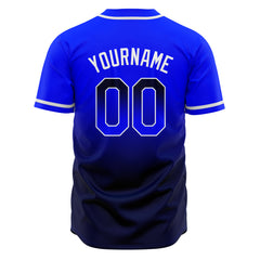 Custom Gradient Print Hip Hop Button Down Baseball Jersey Royal&Navy