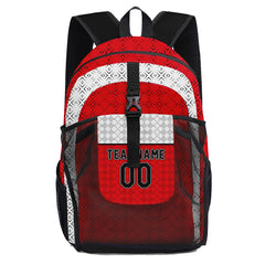 Customize Red White Backpacks Featuring Personalized Names, Numbers and Logos