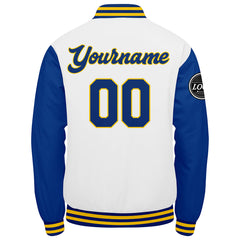 Custom Varsity Jacket Letterman Jacket For Men, Women And Youth Royal White Yellow