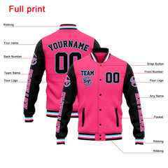 Custom Varsity Jacket Letterman Jacket For Men, Women And Youth Pink Black