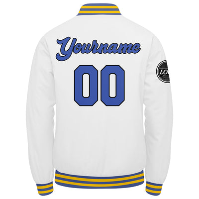 Custom Varsity Jacket Letterman Jacket For Men, Women And Youth White Blue