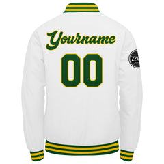 Custom Varsity Jacket Letterman Jacket For Men, Women And Youth Green Yellow White