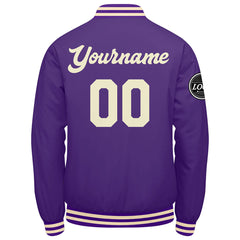 Custom Varsity Jacket Letterman Jacket For Men, Women And Youth Purple Cream