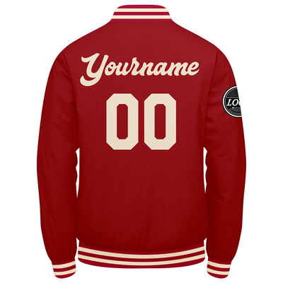 Custom Varsity Jacket Letterman Jacket For Men, Women And Youth Red Cream