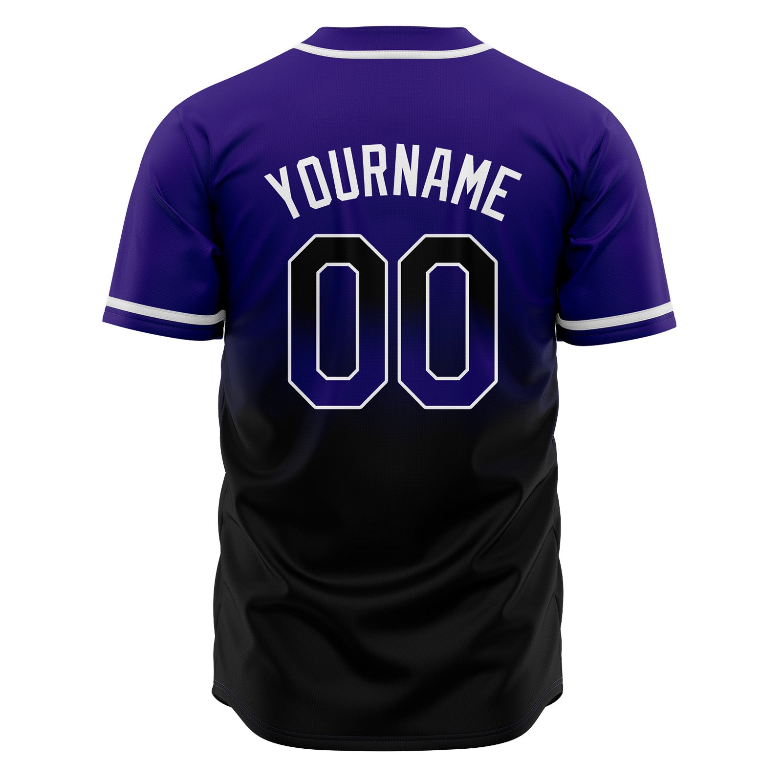 Custom Gradient Print Hip Hop Button Down Baseball Jersey Purple&Black