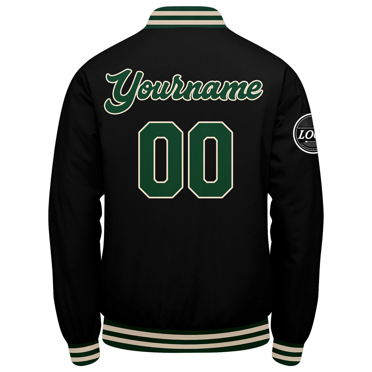 Custom Varsity Jacket Letterman Jacket For Men, Women And Youth Dark Green Black Cream