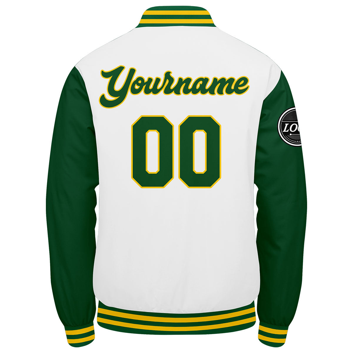 Custom Varsity Jacket Letterman Jacket For Men, Women And Youth Green Yellow White