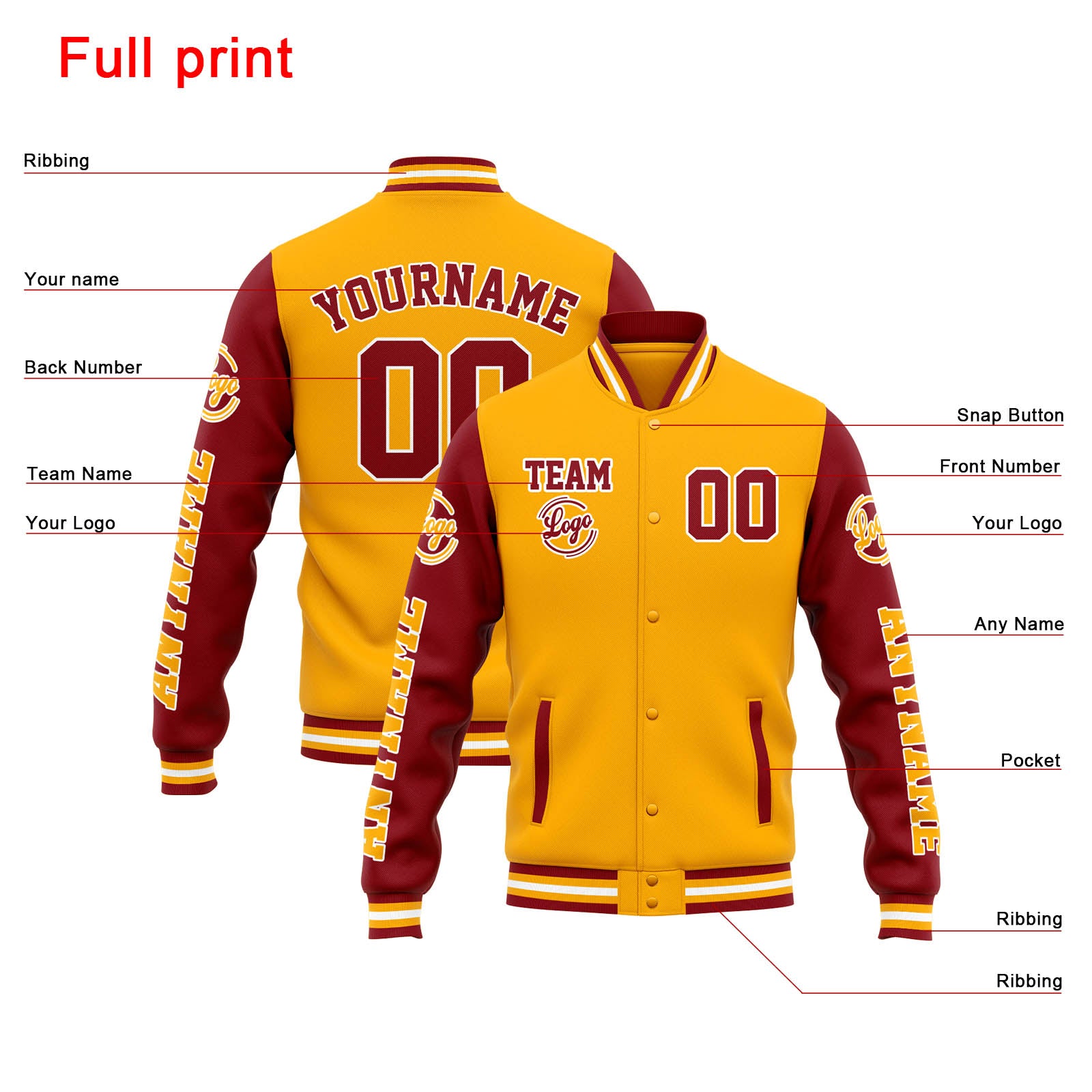 Custom Varsity Jacket Letterman Jacket For Men, Women And Youth Orange Red