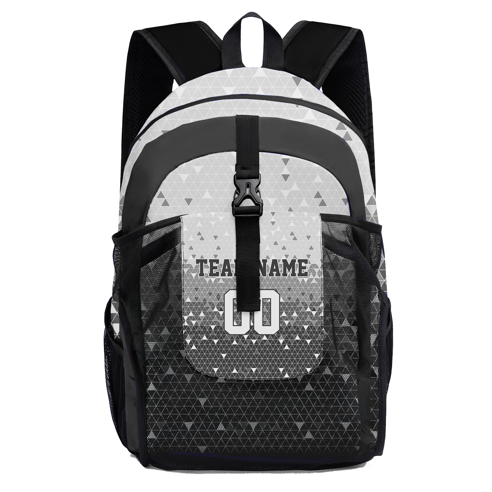 Customize Light Gray White Sports Backpacks Featuring Personalized Names, Numbers and Logos