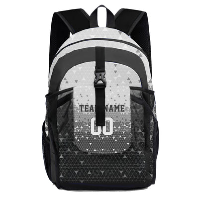 Customize Light Gray White Sports Backpacks Featuring Personalized Names, Numbers and Logos