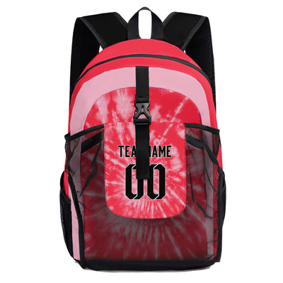Customize Red White Sports Backpacks Featuring Personalized Names, Numbers and Logos