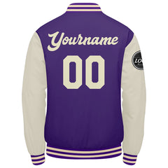 Custom Varsity Jacket Letterman Jacket For Men, Women And Youth Purple Cream