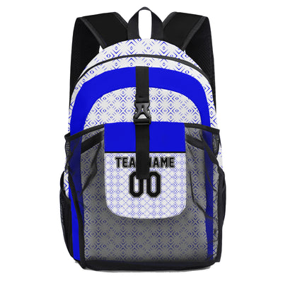 Customize White Blue Black Backpacks Featuring Personalized Names, Numbers and Logos