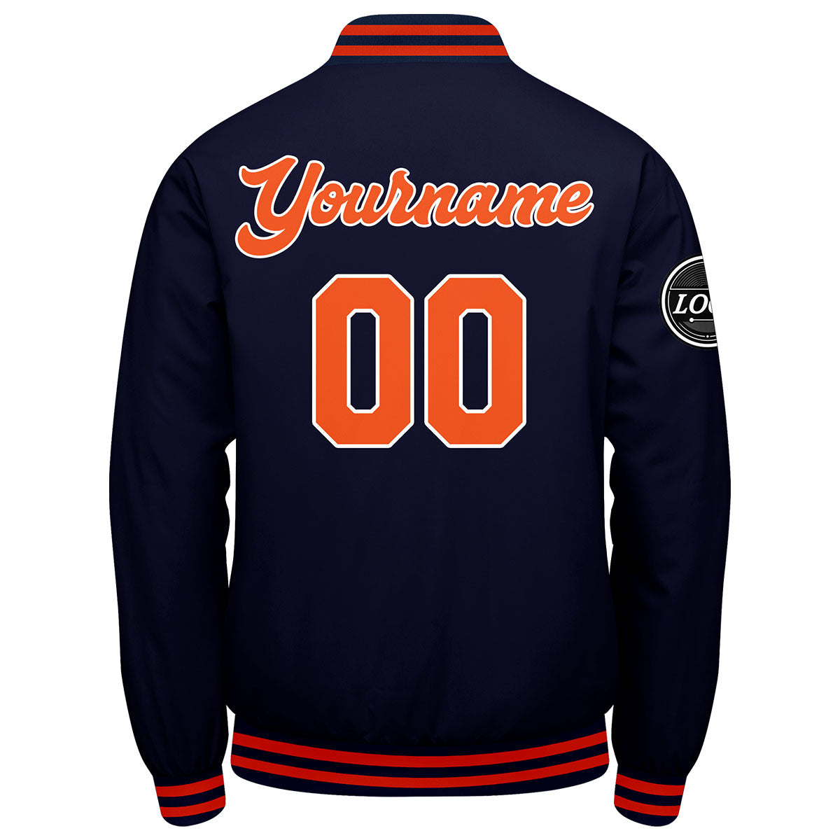 Custom Varsity Jacket Letterman Jacket For Men, Women And Youth Navy Orange