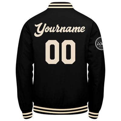 Custom Varsity Jacket Letterman Jacket For Men, Women And Youth Black Cream