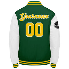 Custom Varsity Jacket Letterman Jacket For Men, Women And Youth Green Yellow White