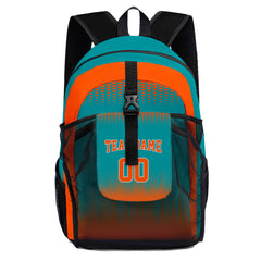 Customize Teal Orange Sports Backpacks Featuring Personalized Names, Numbers and Logos