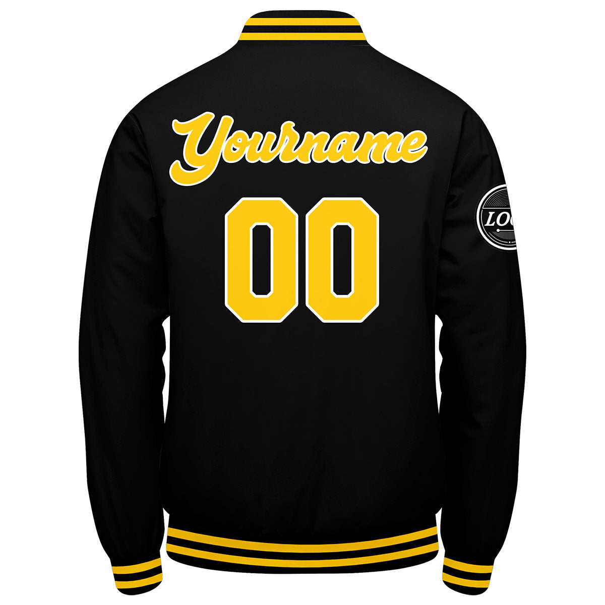 Custom Varsity Jacket Letterman Jacket For Men, Women And Youth Black Yellow