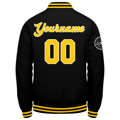 Custom Varsity Jacket Letterman Jacket For Men, Women And Youth Black Yellow