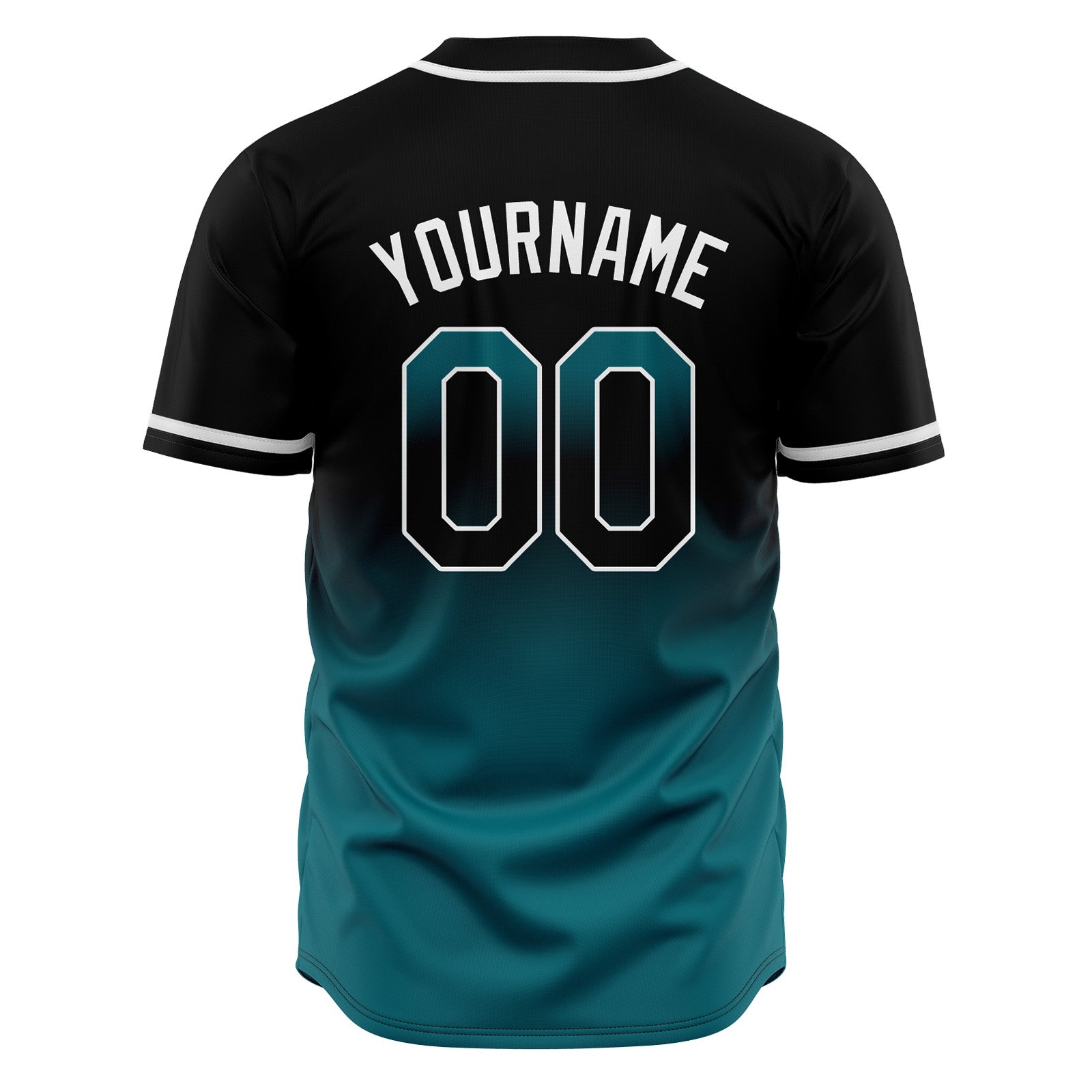 Custom Gradient Print Hip Hop Button Down Baseball Jersey Black&Green
