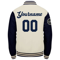 Custom Varsity Jacket Letterman Jacket For Men, Women And Youth Navy Cream