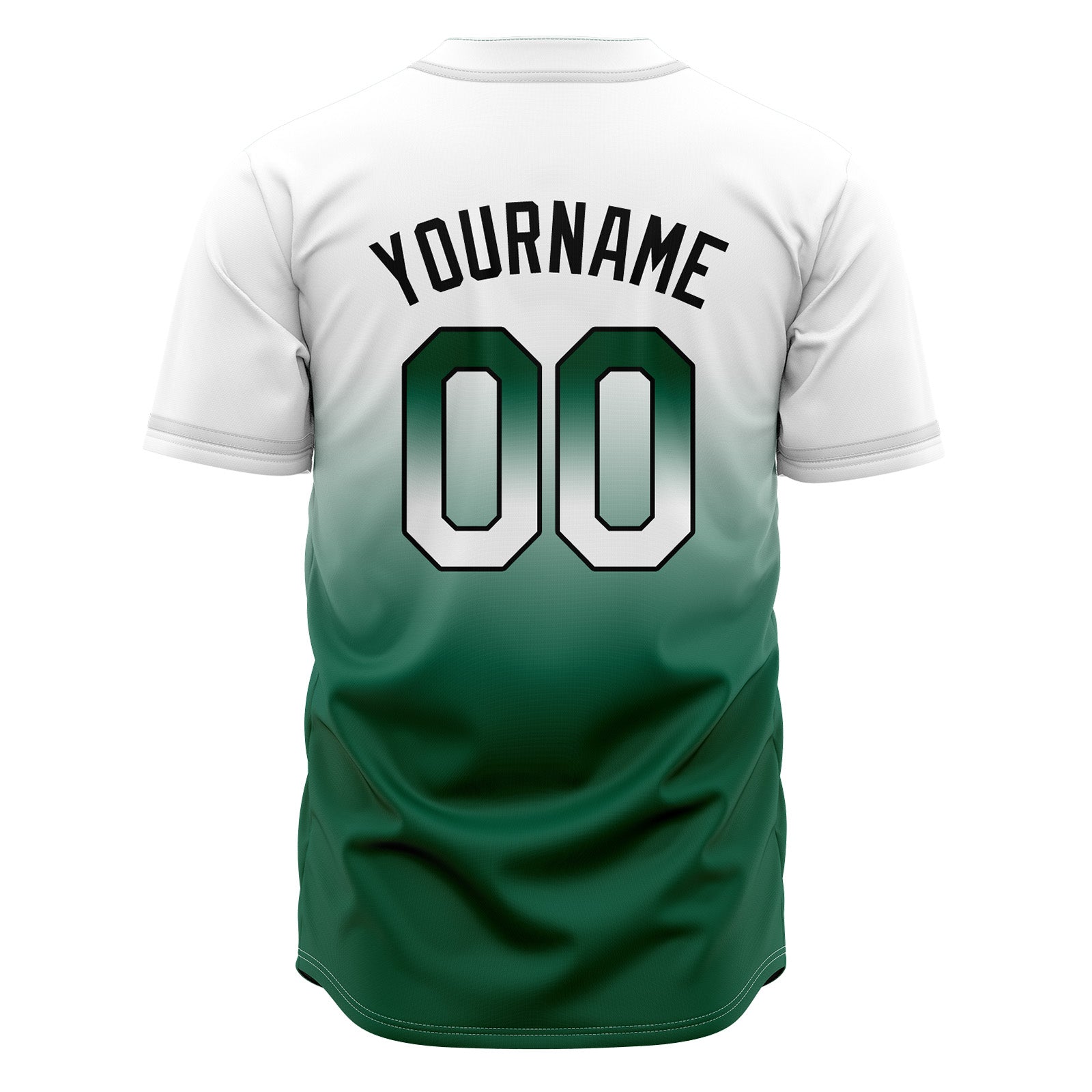 Custom Gradient Print Hip Hop Button Down Baseball Jersey White&Green