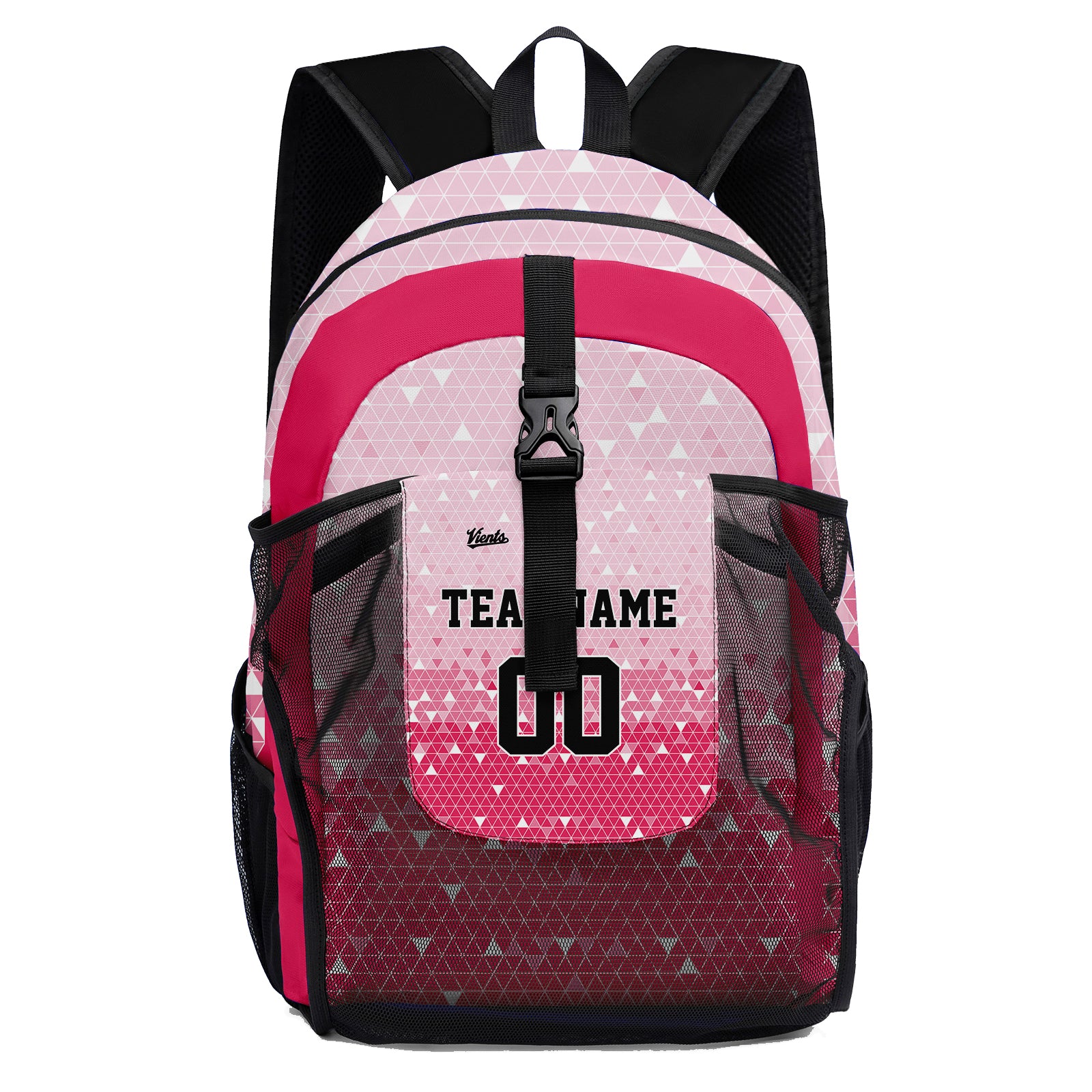 Customize Pink Black Sports Backpacks Featuring Personalized Names, Numbers and Logos