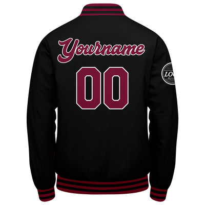 Custom Varsity Jacket Letterman Jacket For Men, Women And Youth Crimson Black