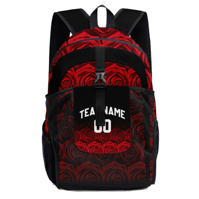 Customize Red White Backpacks Featuring Personalized Names, Numbers and Logos