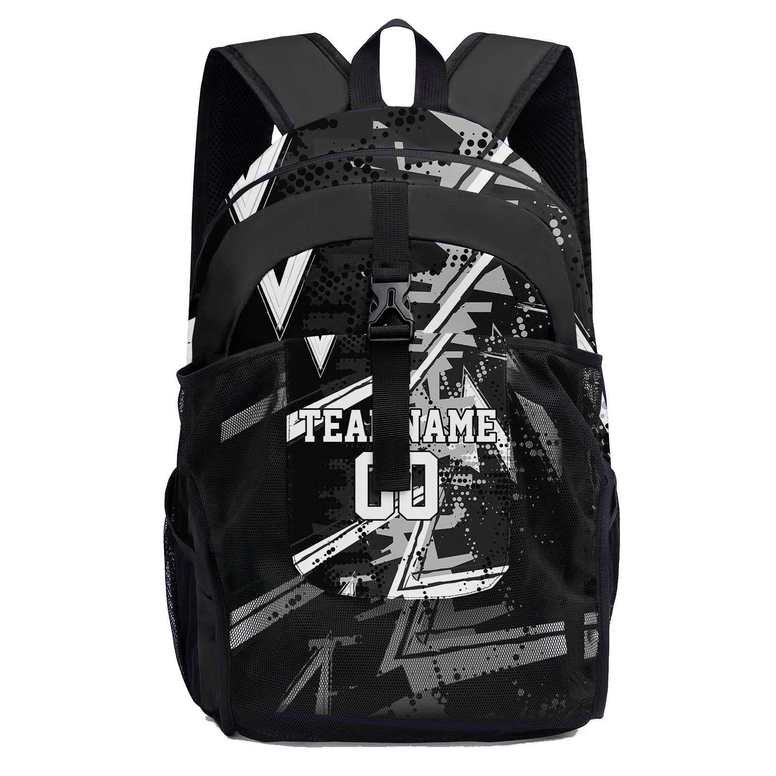 Customize Black Gray White Backpacks Featuring Personalized Names, Numbers and Logos