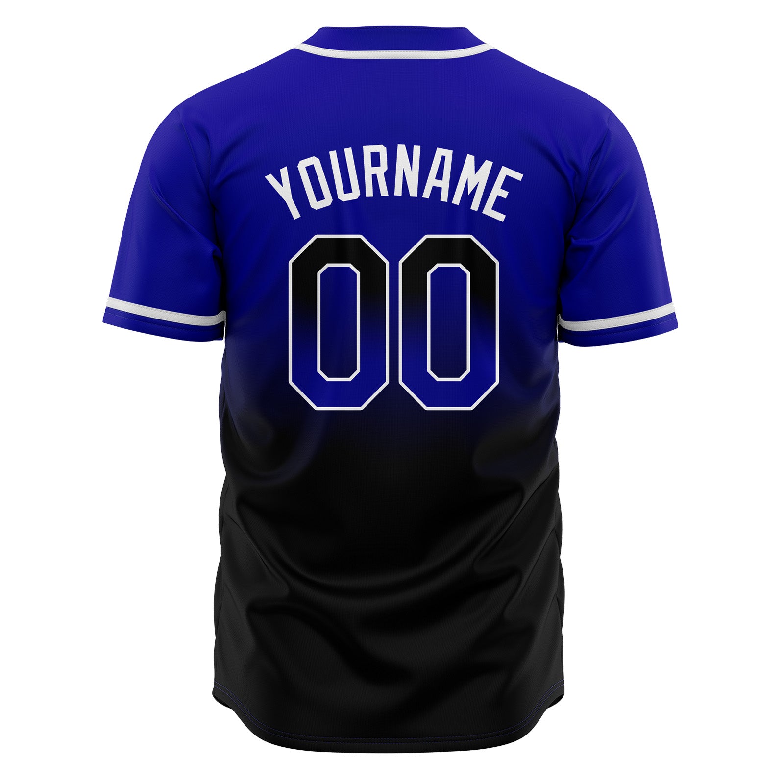 Custom Gradient Print Hip Hop Button Down Baseball Jersey Royal&Black