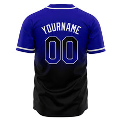 Custom Gradient Print Hip Hop Button Down Baseball Jersey Royal&Black