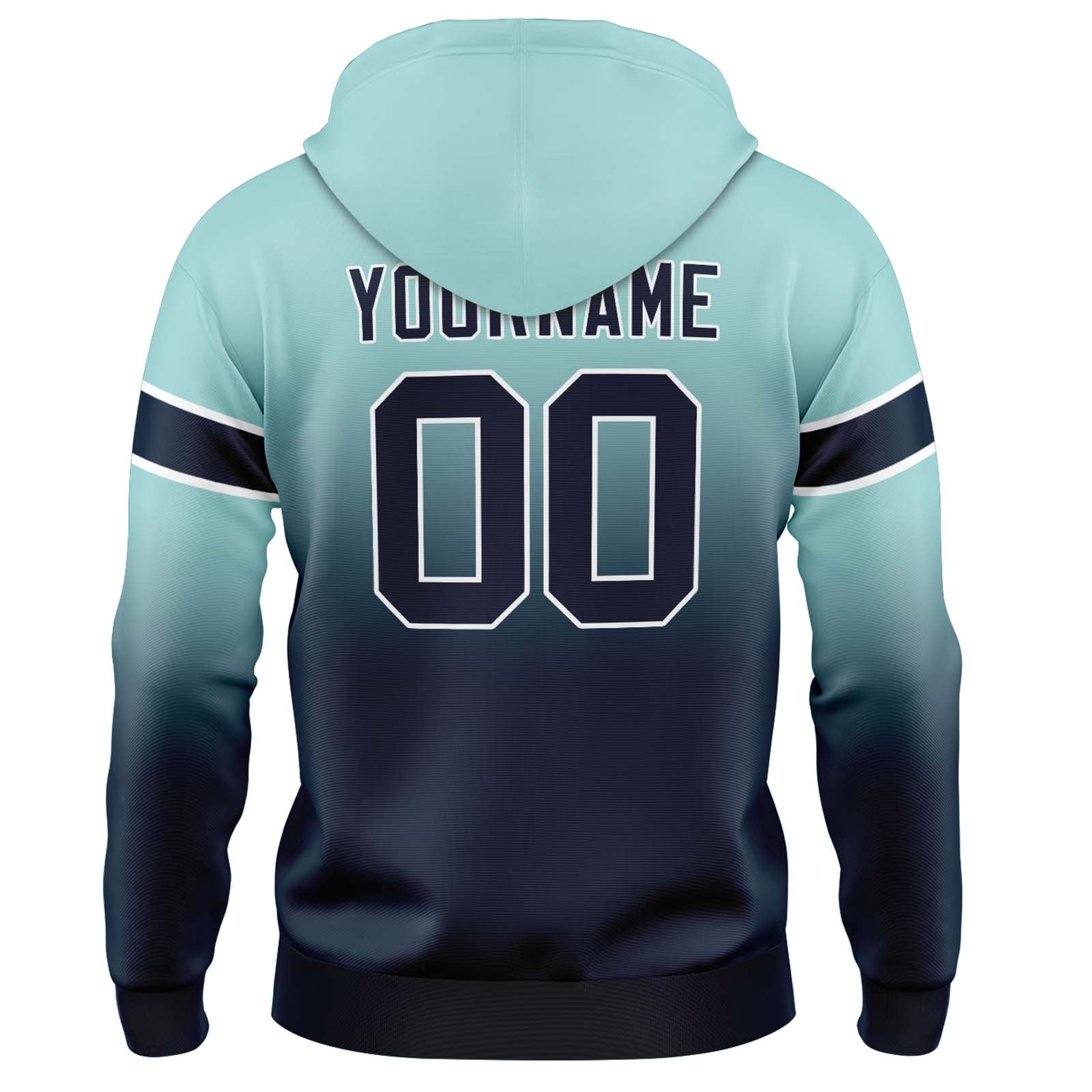 Custom Gradient Hoodie For Man Woman Girl Boy Print Your Logo Name Number Light Teal Navy