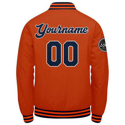 Custom Varsity Jacket Letterman Jacket For Men, Women And Youth Navy Orange