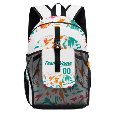 Customize White Teal Backpacks Featuring Personalized Names, Numbers and Logos