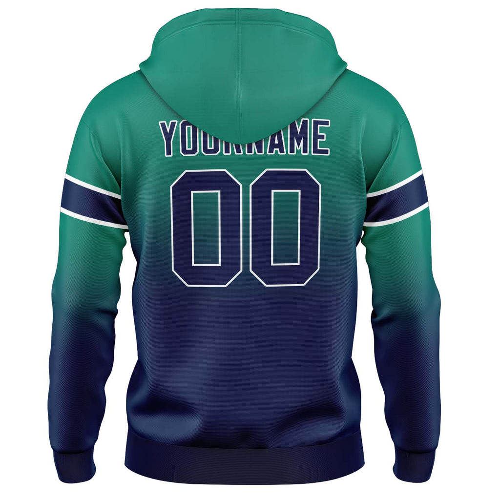 Custom Gradient Hoodie For Man Woman Girl Boy Print Your Logo Name Number Green Navy