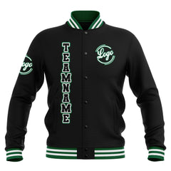 Custom Black White Green Waterproof Varsity Jackets Personalized Stitched Name Number Logo to Letterman Jackets