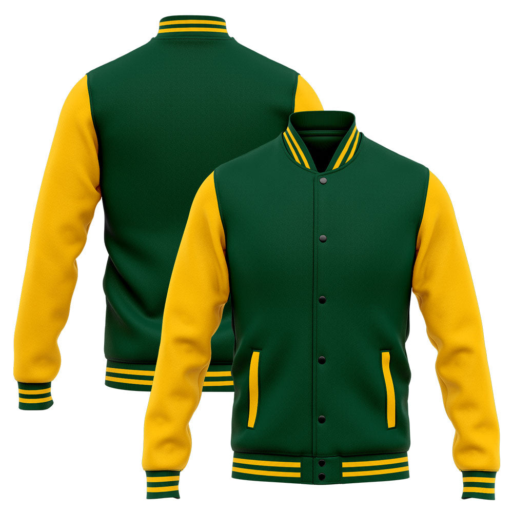 Custom Varsity Jacket Letterman Jacket For Men, Women And Youth Green Yellow