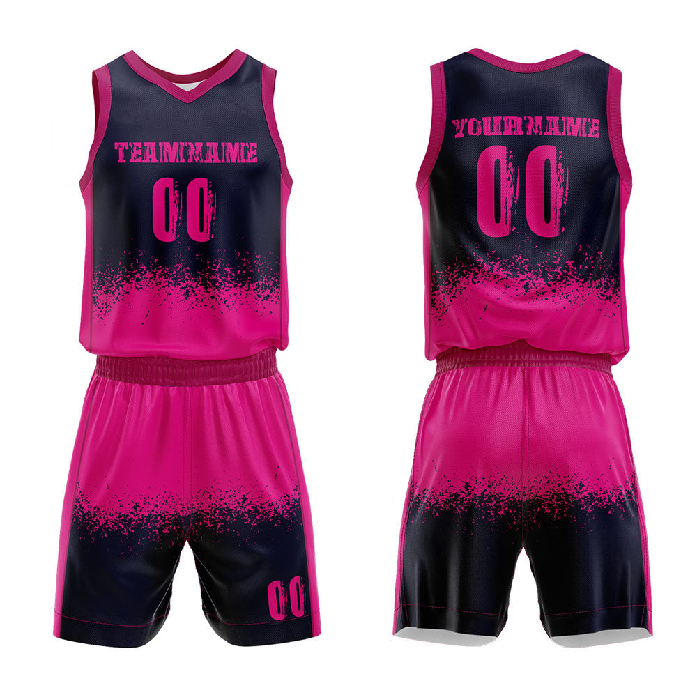 Custom Navy Hot Pink Basketball Jersey for man women uniform Suit Kids Adults Personalized Jersey