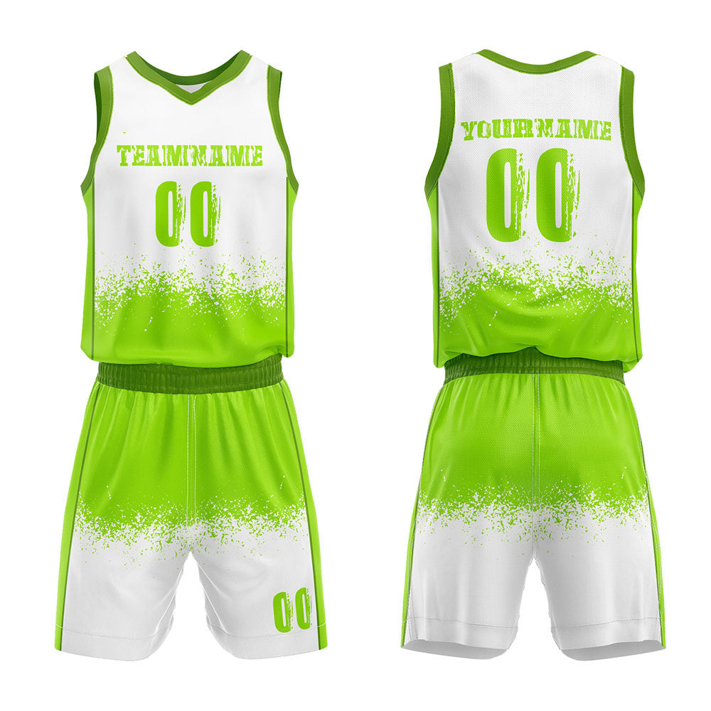 Custom White-Neon Green Basketball Jersey for man women uniform Suit Kids Adults Personalized Jersey